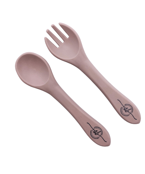 Beige coloured Silicone Baby Spoon, Silicone Baby Fork